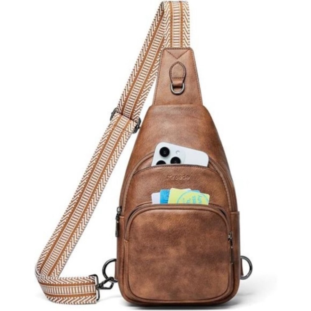 Sling Bag, Crossbody Sling Bags for Travel Brown